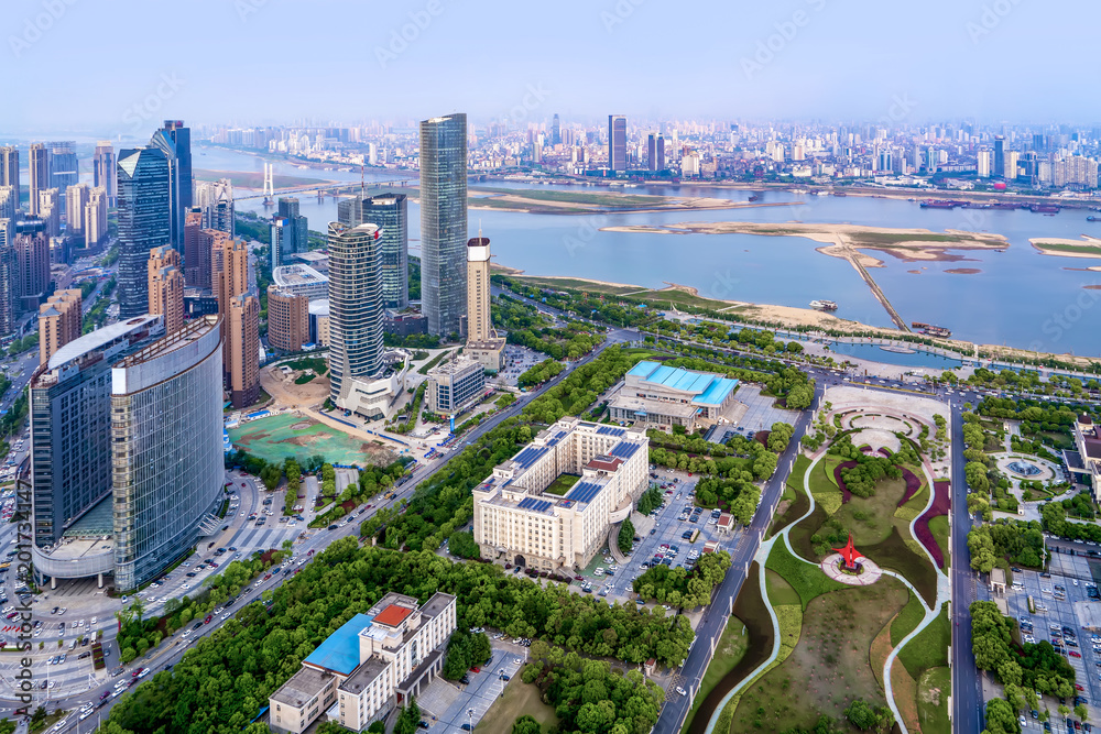 中国南昌城市建筑景观鸟瞰图