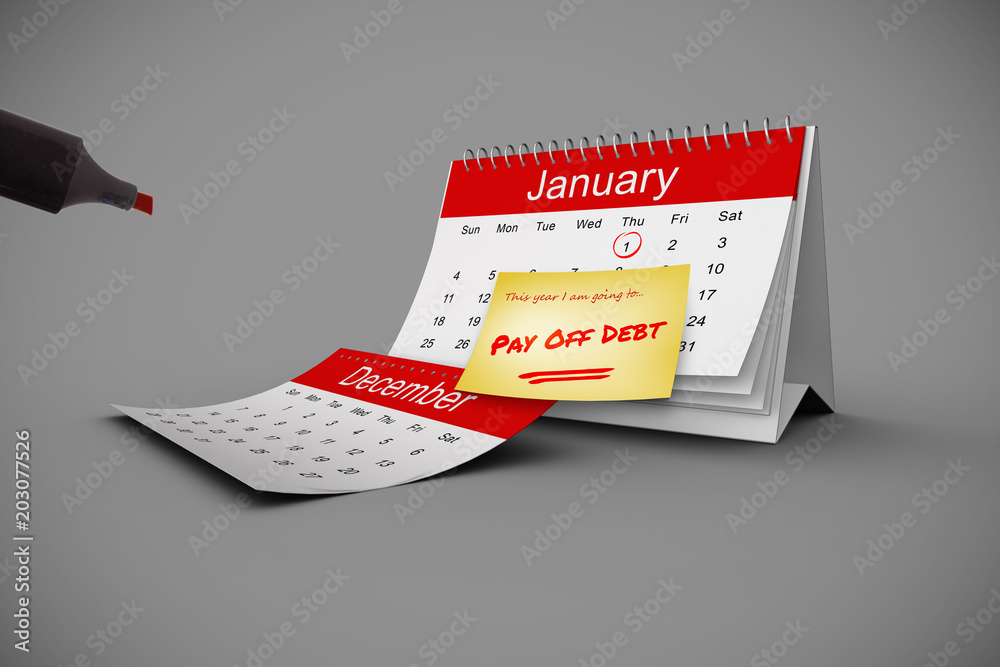 Composite image of new years resolutions on january calendar