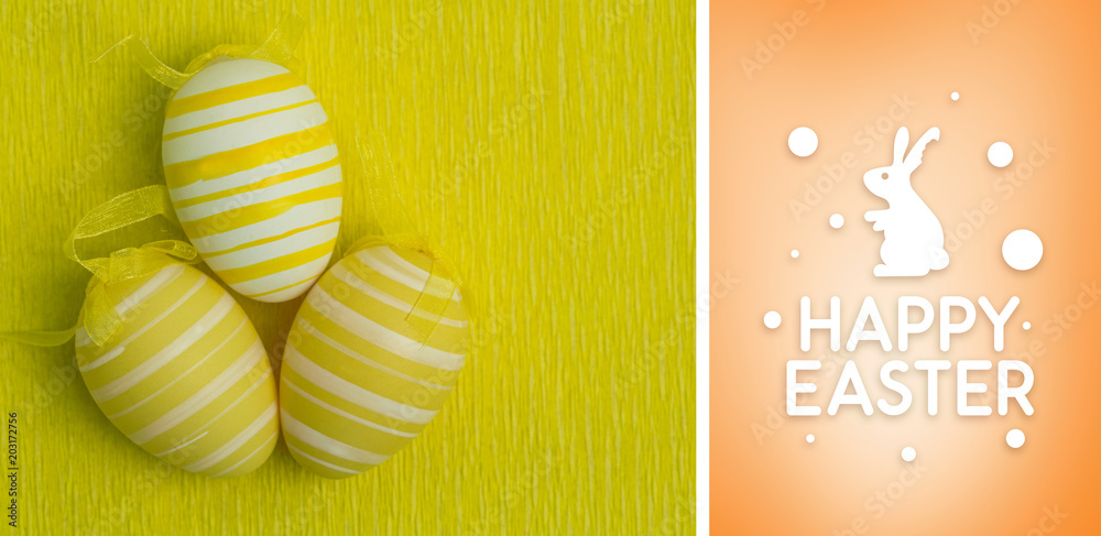 happy easter graphic against orange vignette