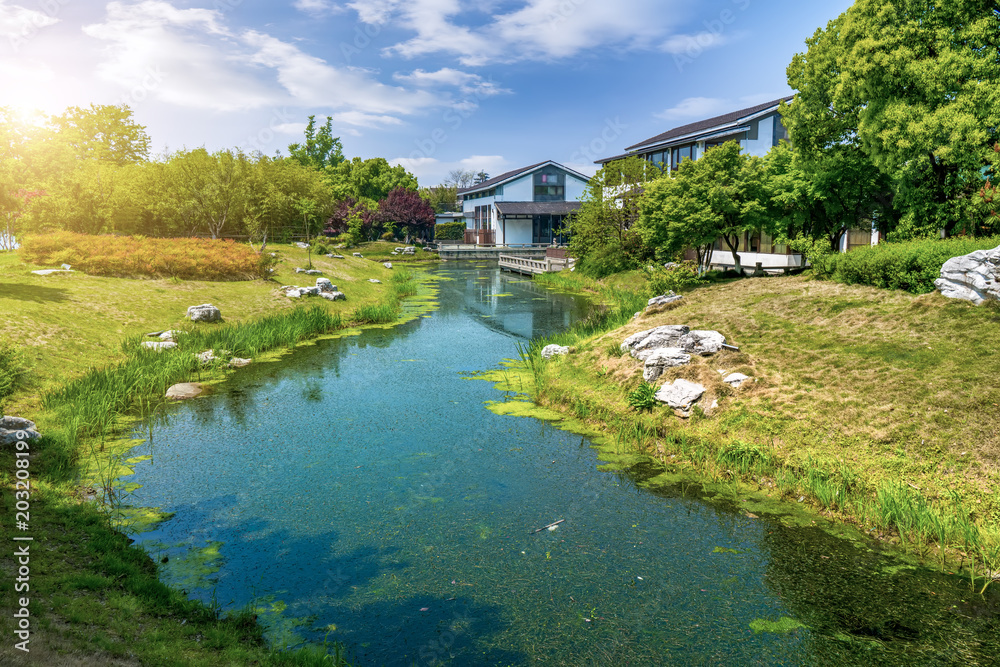 美丽的中国建筑景观和西湖景观