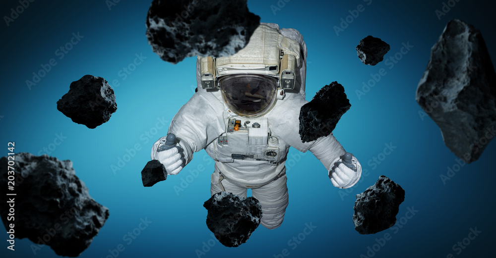 Astronaut isolated on blue background 3D rendering elements of this image furnished by NASA