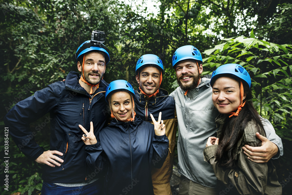 Team building outdoor in the forest