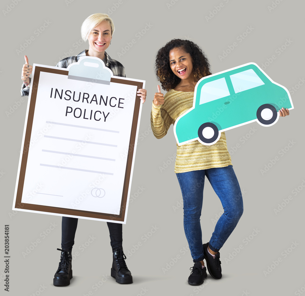 Women with car insurance icons