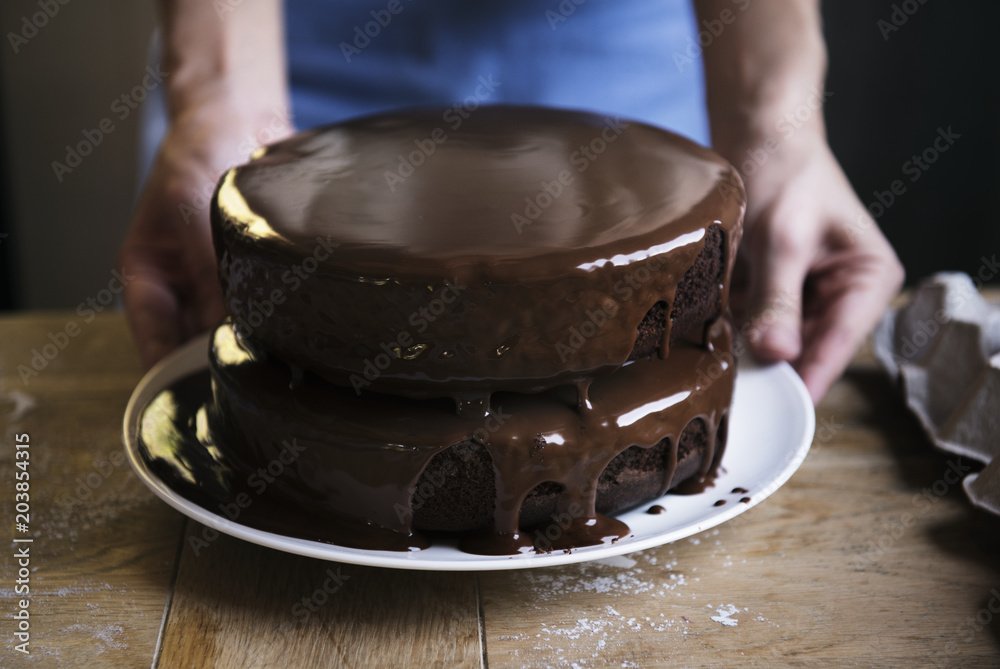 Chocolate fudge cake photography recipe idea