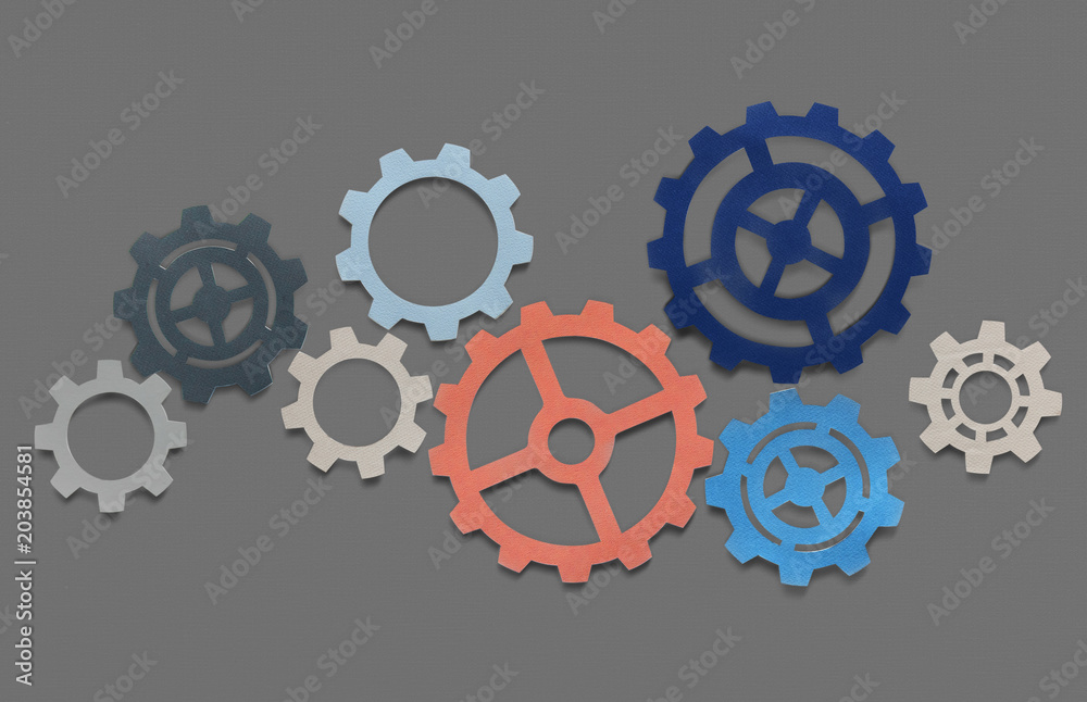 Support gears isolated on gray background