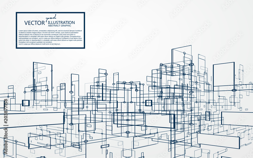 Virtual city graphic, the design of the virtual space.