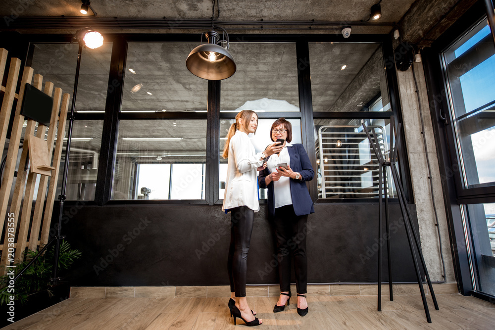 Bakery office with business women talking together