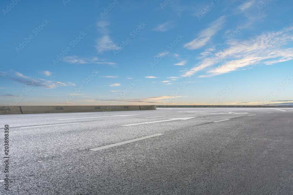 Empty highway asphalt road and beautiful sky landscape