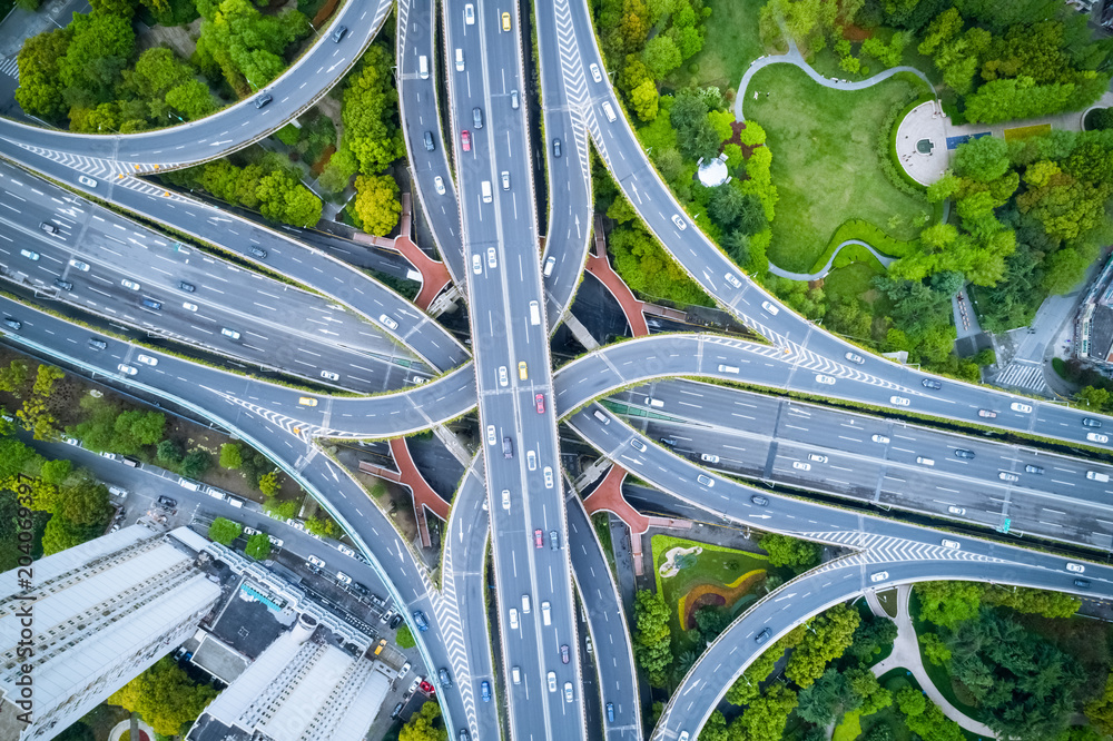 aerial view of city interchange