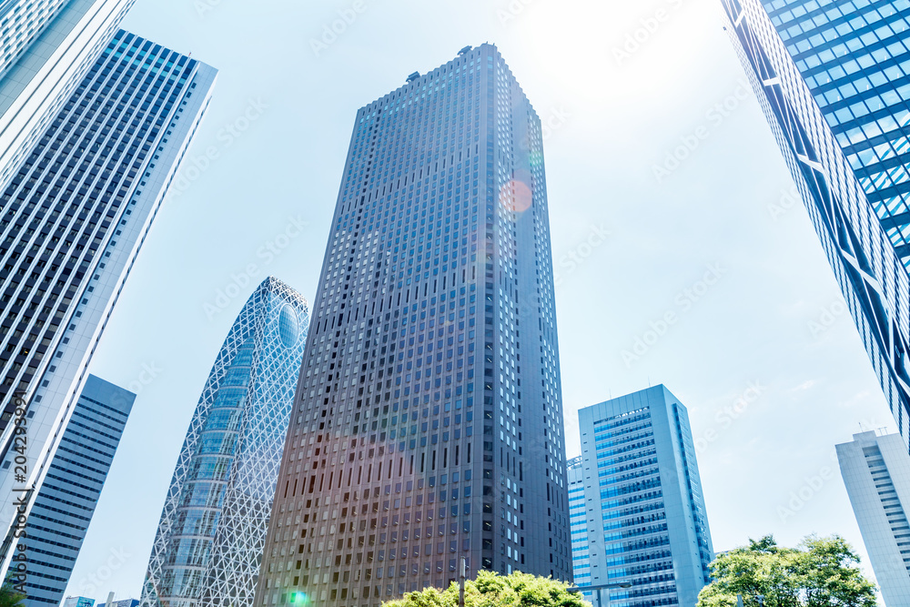 快晴の新宿高層ビル群