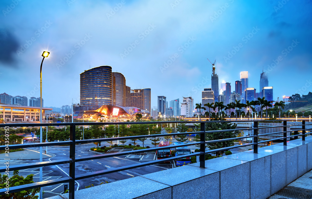 City tall buildings night view