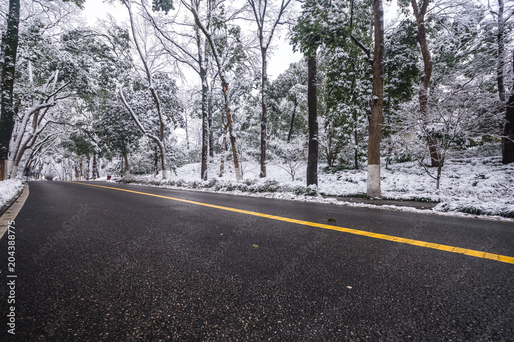 冬季道路积雪