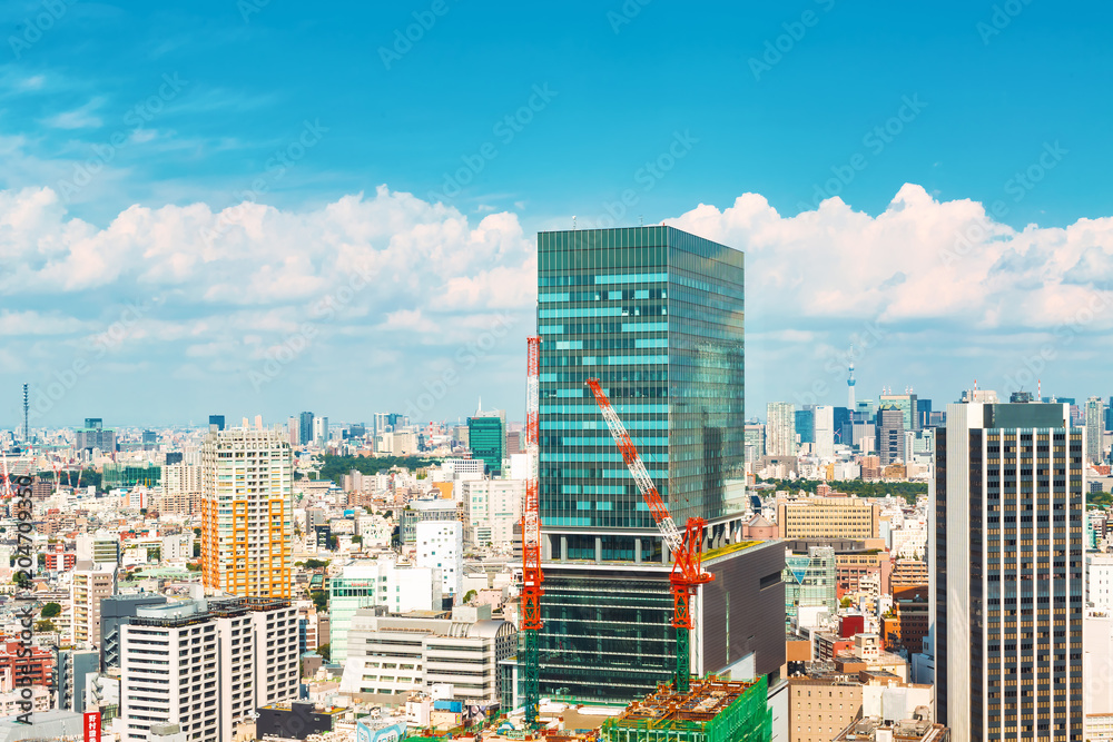 从日本东京涩谷看新宿天际线