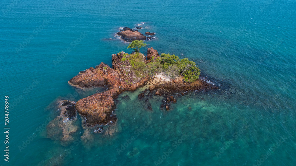 Small island in the sea.Aerial view and top view