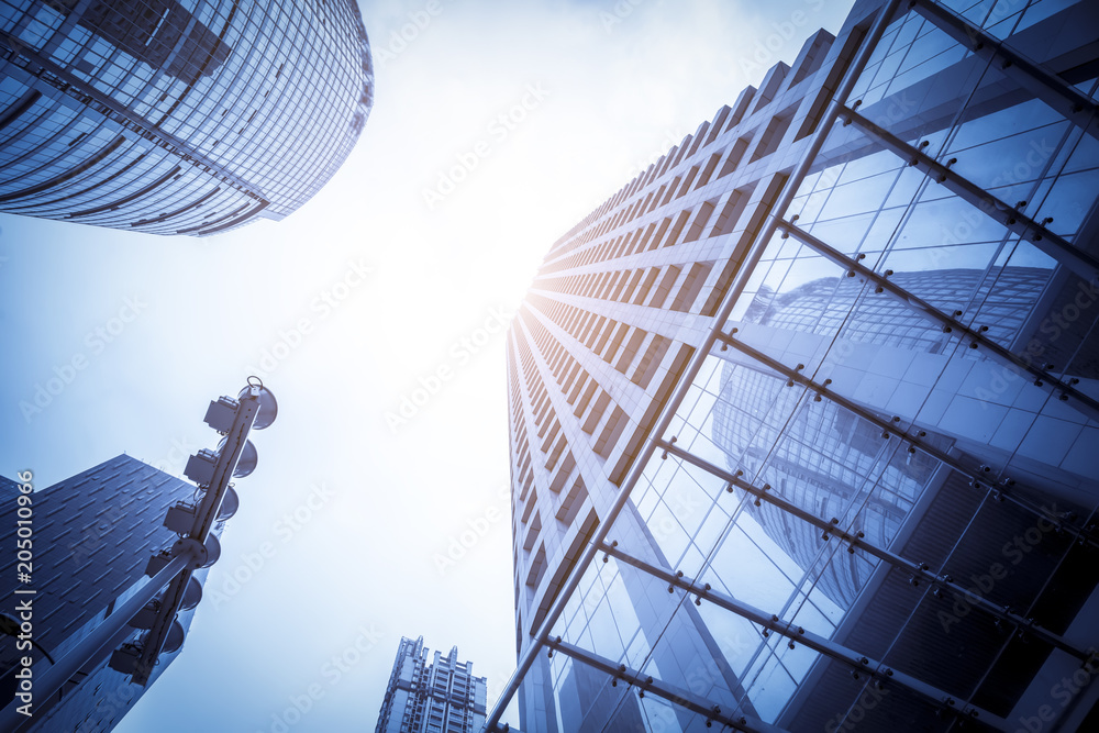 Skyscrapers are low - angle views in Chinese cities 。