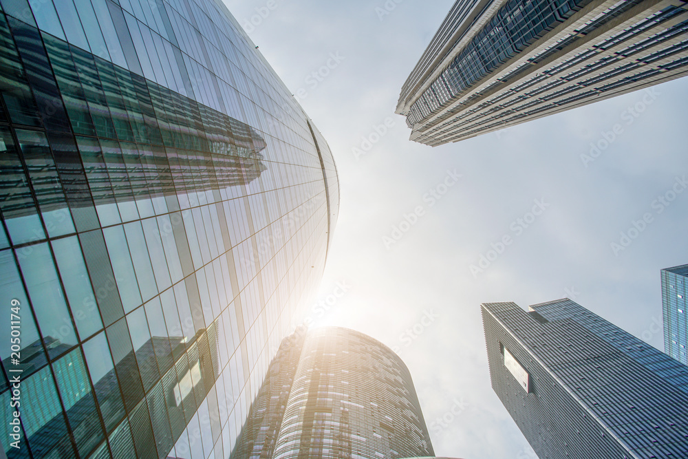 Skyscrapers are low - angle views in Chinese cities 。