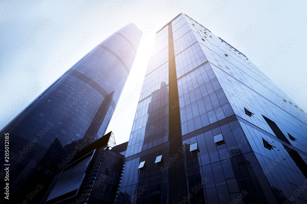 Skyscrapers are low - angle views in Chinese cities 。