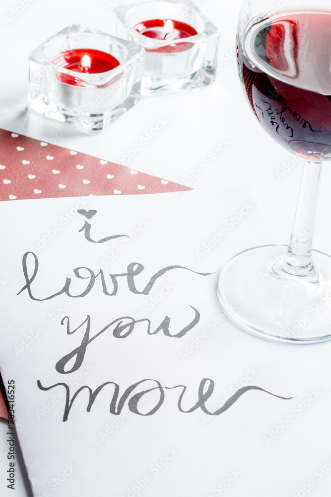 concept of Valentines Day love letter on white background