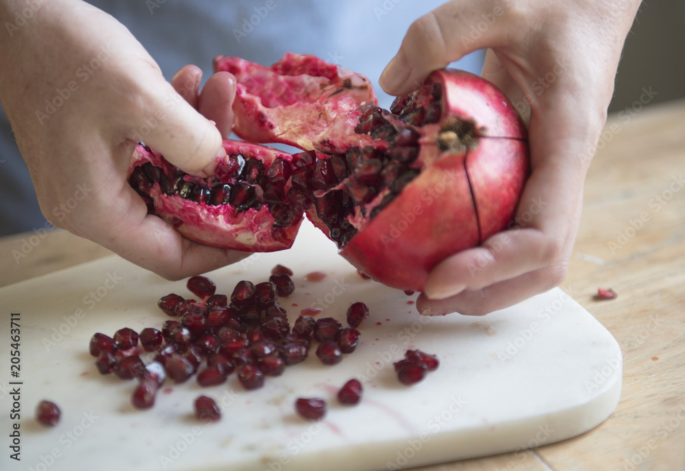 Fresh pomegranate food photography recipe idea