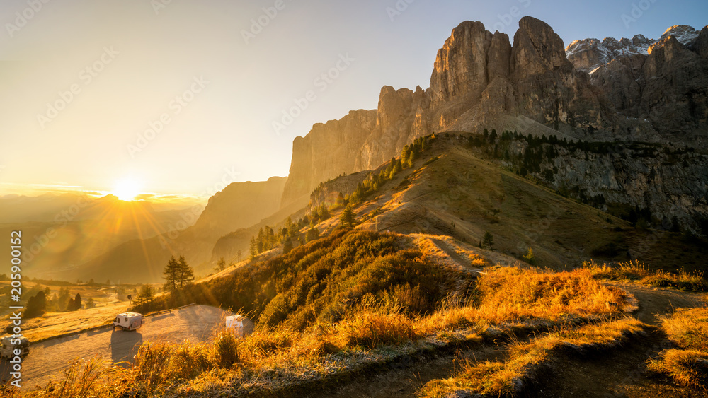 意大利多洛米蒂，Passo Gardena景观。