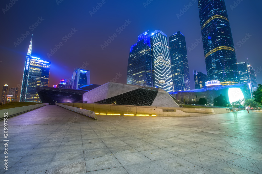 The night view of Guangzhou city building