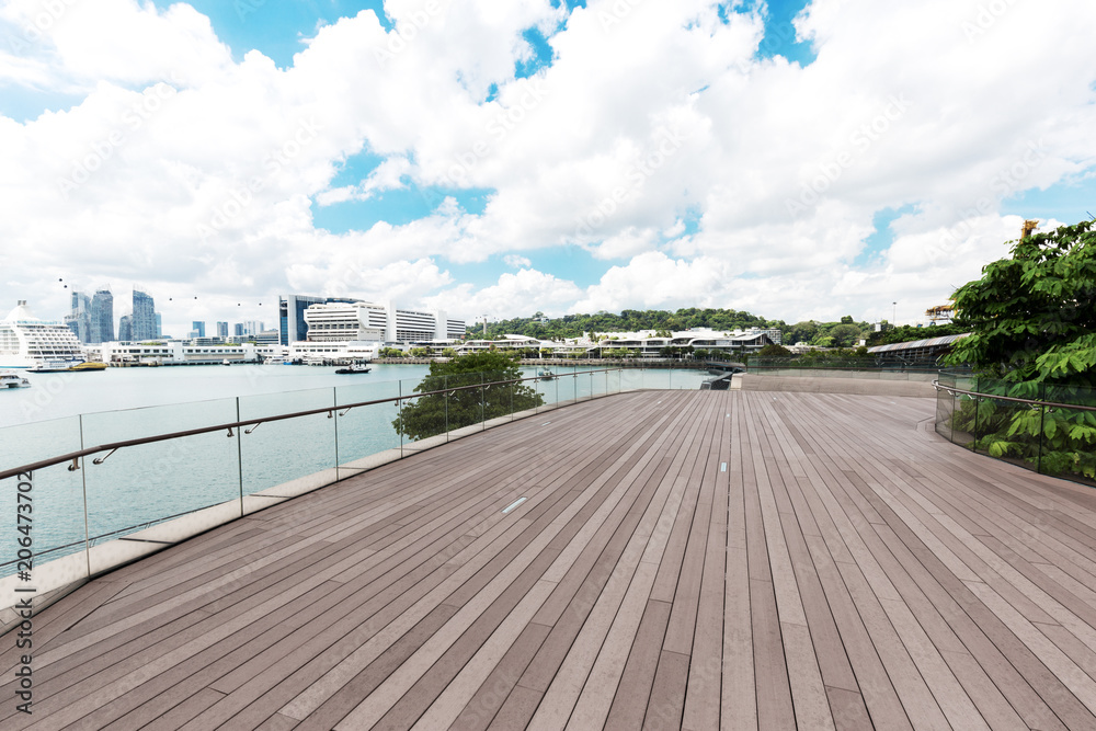 cityscape of modern city from empty square