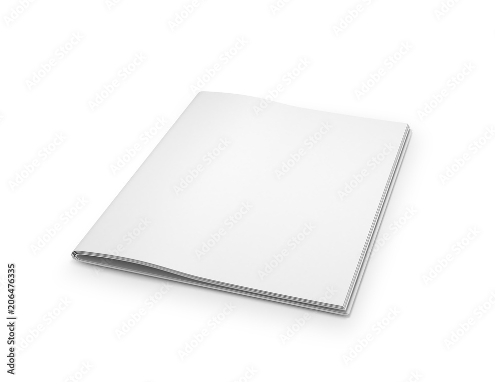 Empty newspaper template on white background. 3d illustration