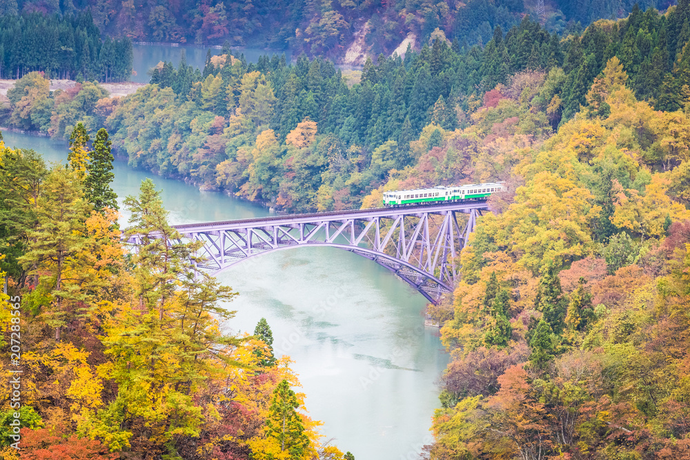 秋天福岛三岛町的多田线