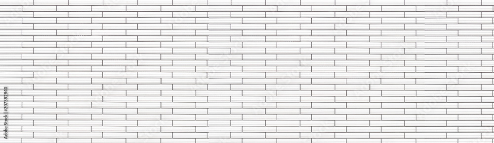 Panorama of White Ceramic tile brick wall texture and background