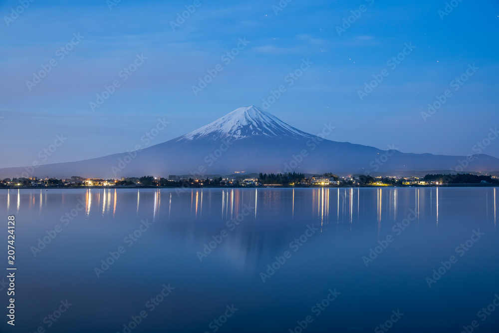 Mountain Fuji and Kawaguchiko lake in early morning