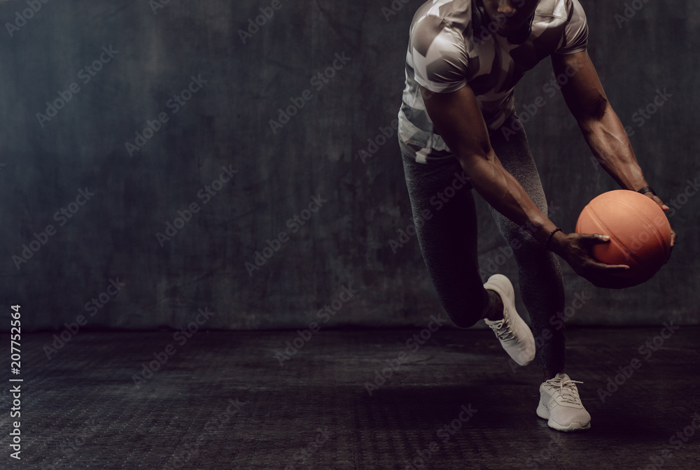 Man training with basketball