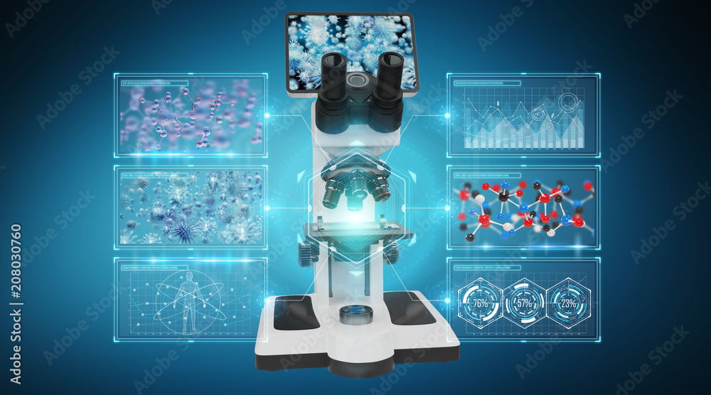 具有屏幕分析3D渲染功能的现代数字显微镜