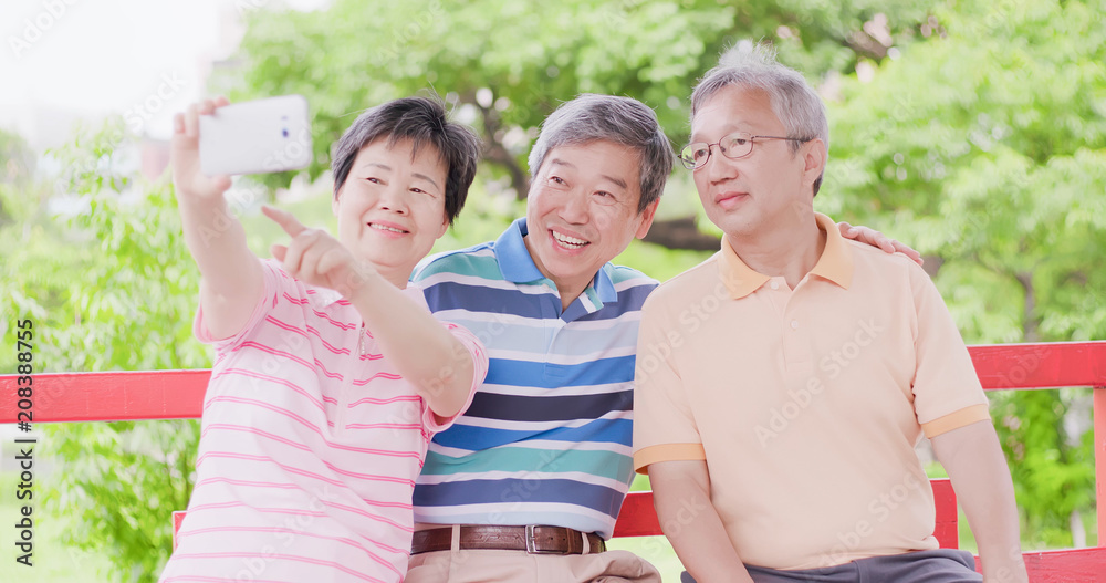 old people selfie happily