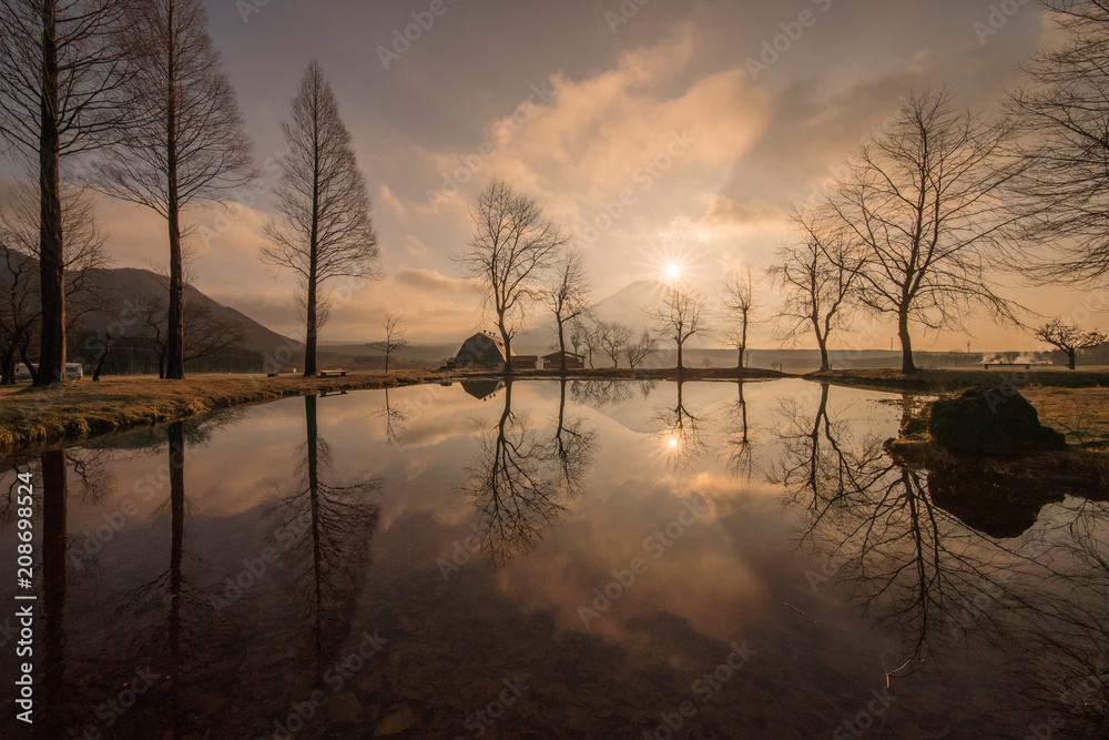 Mountain Fuji in the morning at Fumotopara camping ground, Fujinomiya , Shizuoka prefecture