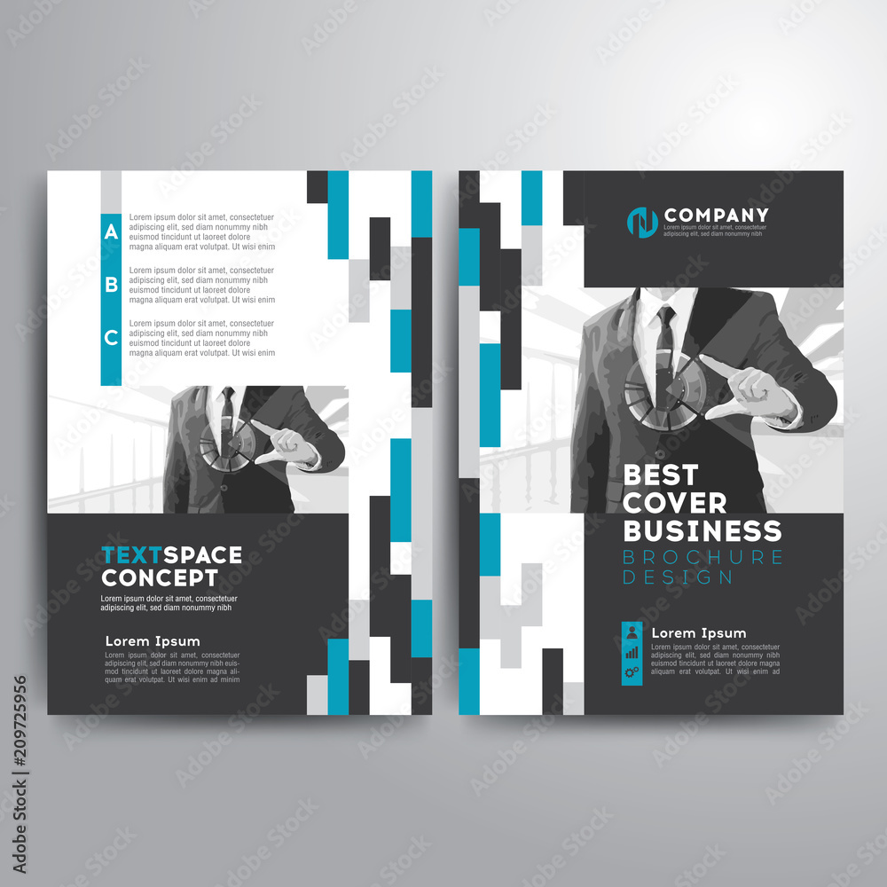 Business cover brochure template blue gray geometric shapes