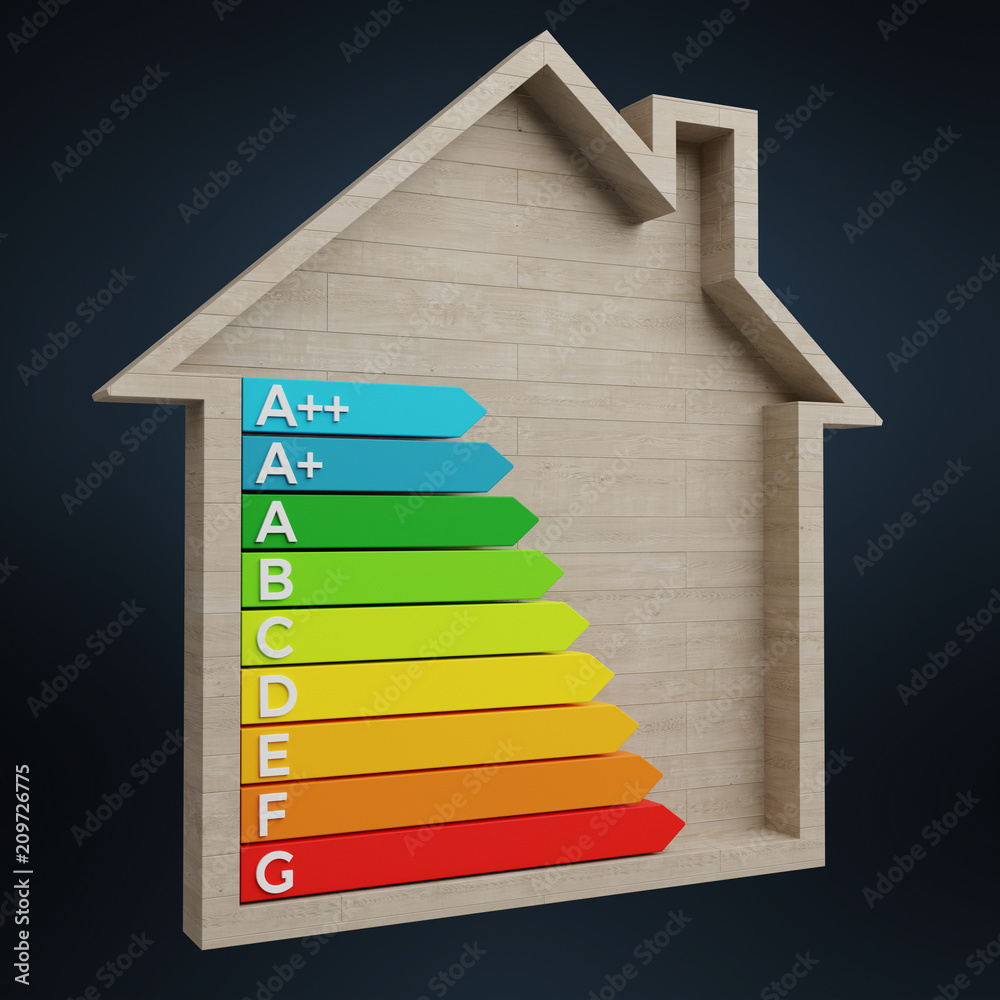 木屋中的3D渲染能量评级图
