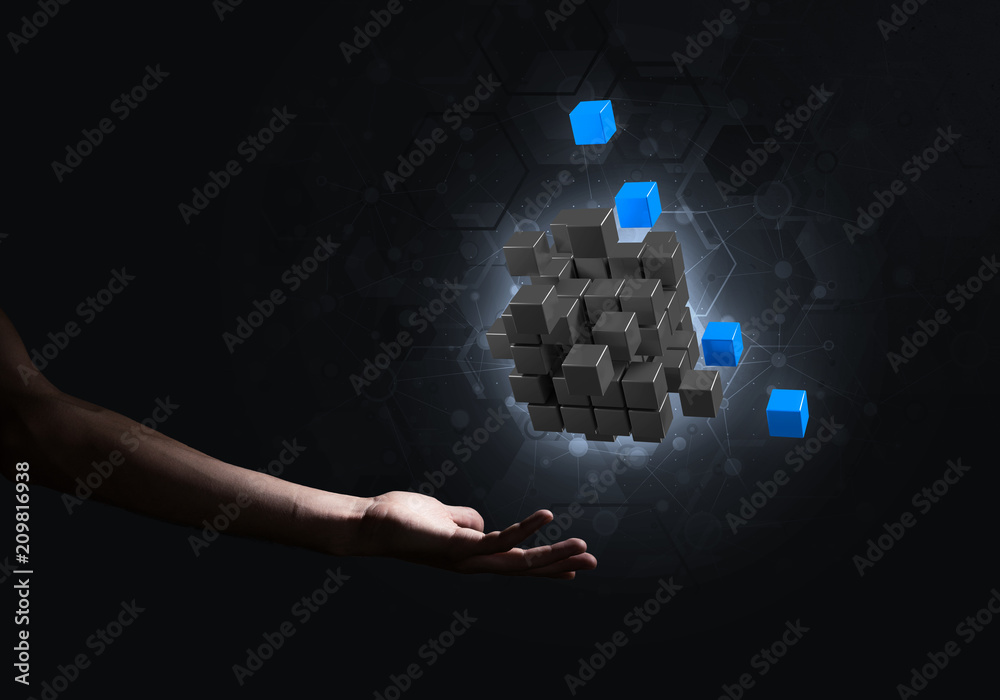 Idea of new technologies and integration presented by cube figure