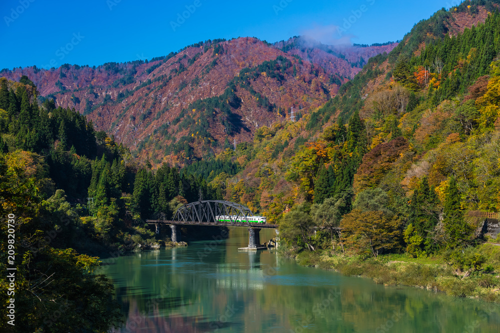 秋天的福岛三岛町田见线