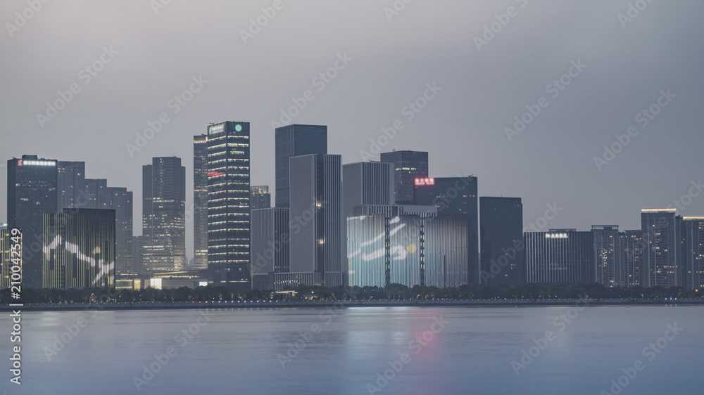 The skyline of urban architectural landscape in Hangzhou, China