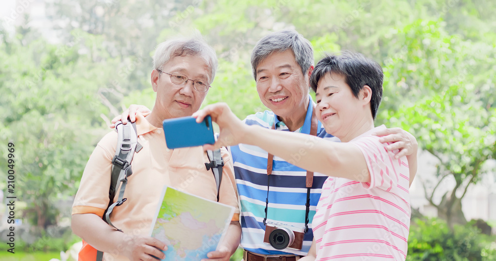 old travel people selfie happily