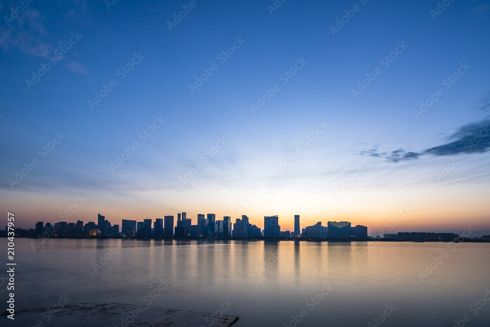 panoramic city skyline in hangzhou china