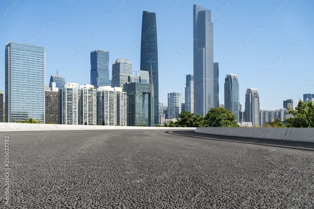 Prospects for expressway, asphalt pavement, city building commercial building, office building