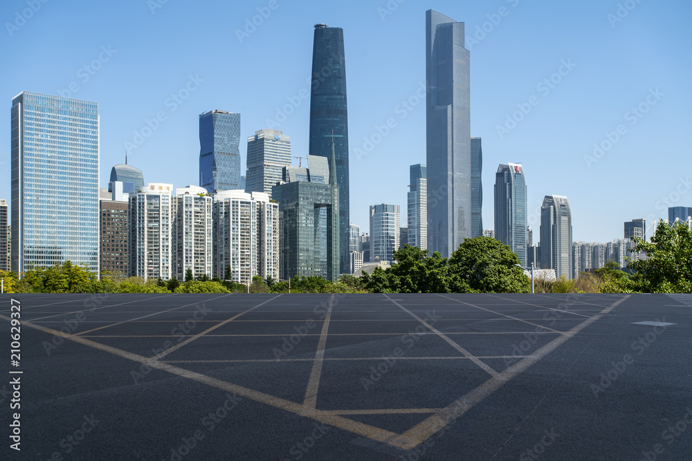 Prospects for expressway, asphalt pavement, city building commercial building, office building