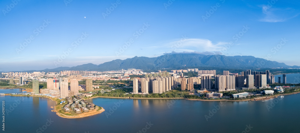 beautiful jiujiang city landscape at dusk