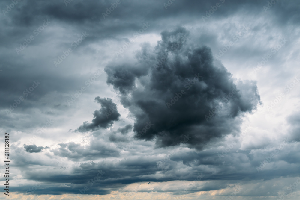 Dark Storm Clouds Gathering On Sky Before Rain Background