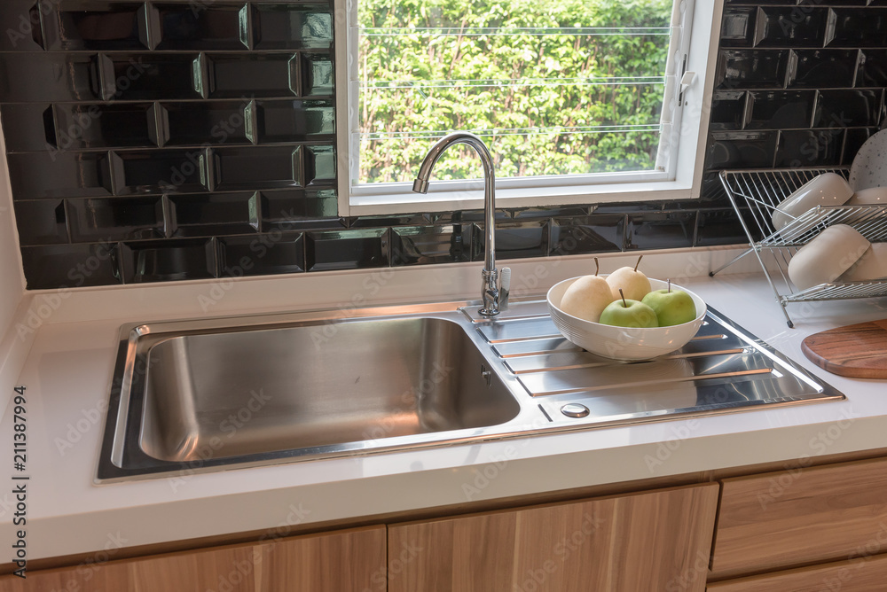 sink with faucet in kitchen room