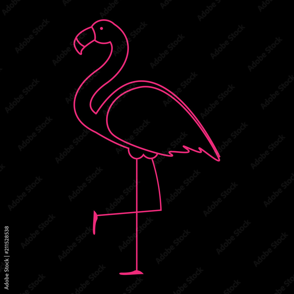 Cute Pink Flamingo Icon Vector Illustration