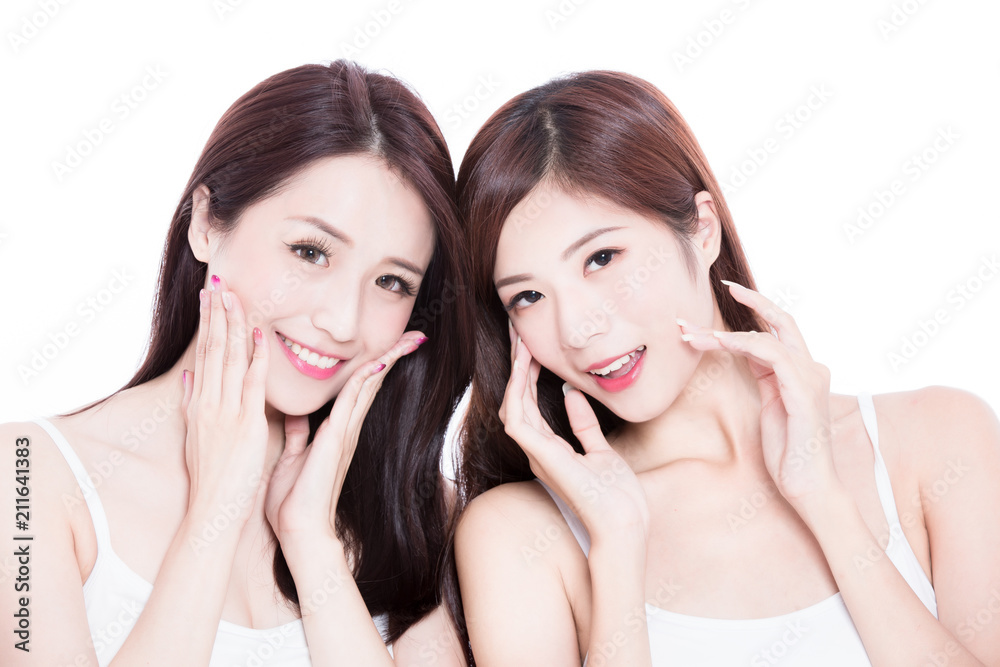 two beauty skincare woman