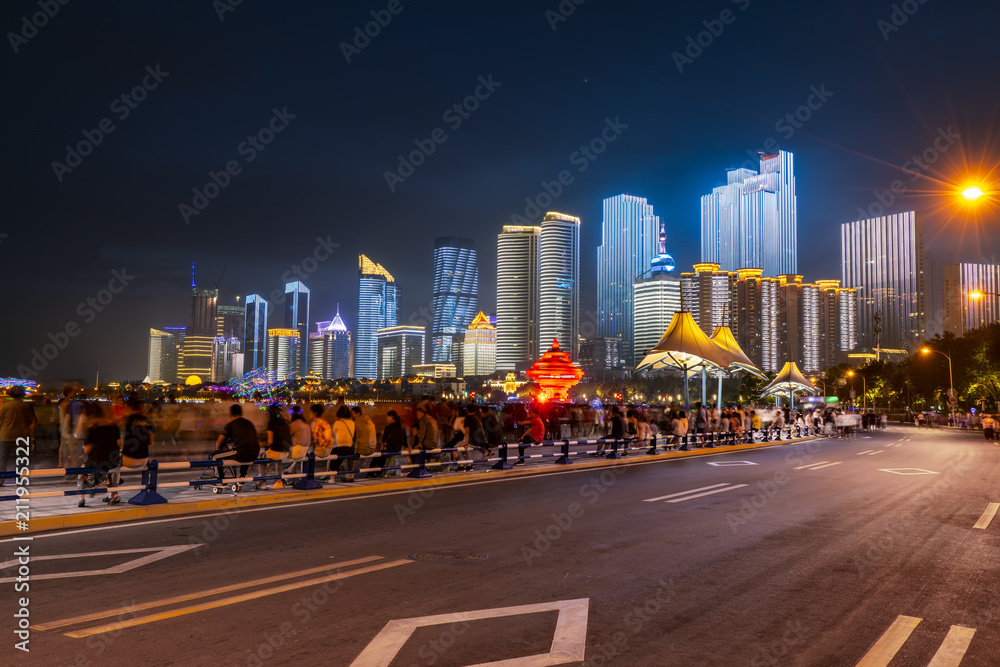 青岛城市建筑景观夜景