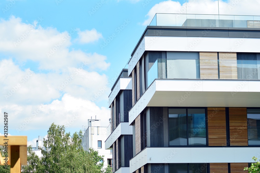 Detail of a new modern apartment building